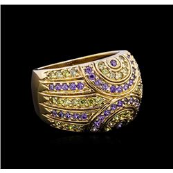 0.48ctw Amethyst and Peridot Ring - 14KT Yellow Gold