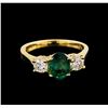 Image 2 : 1.15ct Emerald and Diamond Ring - 14KT Yellow Gold