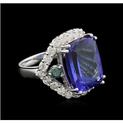 14.65ct Tanzanite and Diamond Ring - 14KT White Gold