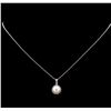 Image 2 : Pearl and Diamond Pendant With Chain - 14KT White Gold