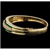 Image 2 : 2.00ctw Emerald and Diamond Bangle Bracelet - 14KT Yellow Gold