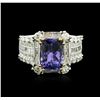 Image 2 : 14KT Two-Tone Gold 3.12ct Tanzanite and Diamond Ring