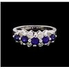Image 2 : 1.01ctw Sapphire and Diamond Ring - 14KT White Gold