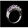 Image 4 : 1.01ctw Sapphire and Diamond Ring - 14KT White Gold