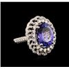 Image 1 : 18KT White Gold 9.02ct Tanzanite and Diamond Ring