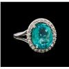 Image 1 : 4.15ct Apatite and Diamond Ring - 14KT White Gold