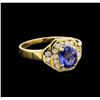 Image 1 : 1.00ct Tanzanite and Diamond Ring - 14KT Yellow Gold