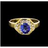 Image 2 : 1.00ct Tanzanite and Diamond Ring - 14KT Yellow Gold