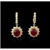 Image 1 : 14KT Yellow Gold 10.84ct Ruby and Diamond Earrings