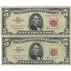 Image 1 : 1963 $5 Red Seal Bill Lot of 2