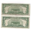 Image 2 : 1953 $5 Silver Certificate Currency Lot of 2