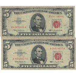 1963 $5 Red Seal Bill Lot of 2