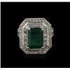 Image 2 : 14KT White Gold 3.28ct Emerald and Diamond Ring