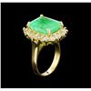 Image 4 : GIA Cert 9.39ct Emerald and Diamond Ring - 14KT Yellow Gold