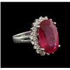 Image 1 : 10.20ct Ruby and Diamond Ring - 14KT White Gold