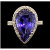 Image 2 : 14KT Yellow Gold GIA Certified 8.69ct Tanzanite and Diamond Ring