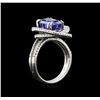 Image 3 : 4.72ct Blue Sapphire and Diamond Ring - 18KT White Gold