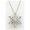 Image 1 : 0.75ctw Diamond Snowflake Pendant With Chain - 14KT Yellow Gold