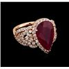 Image 1 : 5.35ct Ruby and Diamond Ring - 14KT Rose Gold