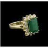 Image 1 : 4.45ct Emerald and Diamond Ring - 14KT Yellow Gold