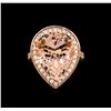 Image 2 : 10.03ct Morganite and Diamond Ring - 14KT Rose Gold