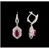 Image 2 : 1.31ctw Ruby and Diamond Earrings - 18KT White Gold