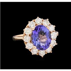 14KT Rose Gold 3.30ct Tanzanite and Diamond Ring