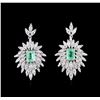 Image 1 : 1.97ctw Emerald and Diamond Earrings - 14KT White Gold