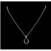 Image 1 : 6.48ct Amethyst and Diamond Pendant With Chain - 14KT Yellow Gold