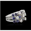 Image 1 : 14KT White Gold 3.08ctw Sapphire and Diamond Ring
