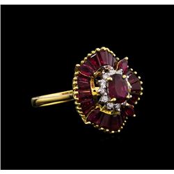 2.79ctw Ruby and Diamond Ring - 18KT Yellow Gold