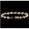 Image 2 : 14KT Yellow Gold 10.61ctw Multicolor Tourmaline Bracelet