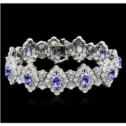 14KT White Gold 7.92ctw Tanzanite and Diamond Bracelet