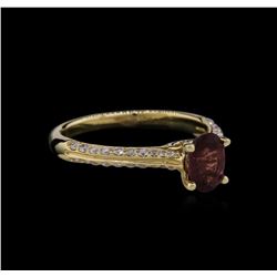 14KT Yellow Gold 0.85ct Rubellite and Diamond Ring