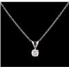 Image 1 : 0.22ct Diamond Pendant With Chain - 14KT White Gold