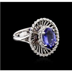 14KT White Gold 1.80ct Tanzanite and Diamond Ring