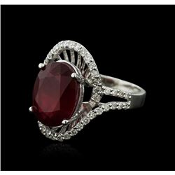 14KT White Gold 7.70ct Ruby and Diamond Ring