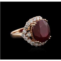 14KT Rose Gold 15.28ct Ruby and Diamond Ring