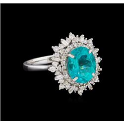 3.03ct Apatite and Diamond Ring - 14KT White Gold