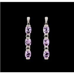 Crayola 15.60ctw Pink Amethyst and White Sapphire Earrings - .925 Silver