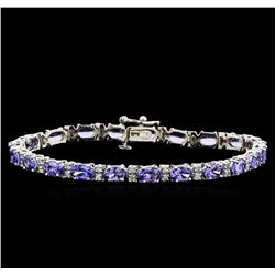 8.11ctw Tanzanite and Diamond Bracelet - 14KT White Gold