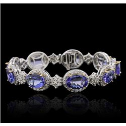 14KT Two-Tone Gold 25.74ctw Tanzanite and Diamond Bracelet