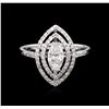 Image 2 : EGL INT Certified 0.98ctw Diamond Ring - 18KT White Gold