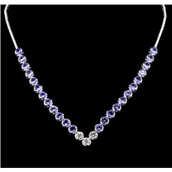 14KT White Gold 16.08ctw Tanzanite and Diamond Necklace