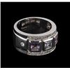 Image 1 : 0.54ctw Amethyst and White Sapphire Ring - .925 Silver