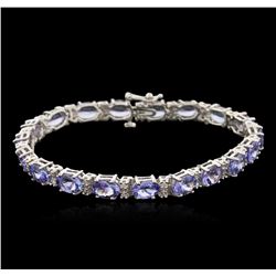 14KT White Gold 14.06ctw Tanzanite and Diamond Bracelet