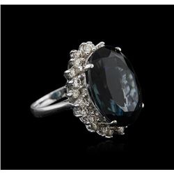 14KT White Gold 22.43ct Topaz and Diamond Ring