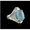 Image 1 : 14KT White Gold 9.31ct Aquamarine and Diamond Ring