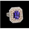 Image 1 : 14KT Rose and White Gold 4.29ct Tanzanite and Diamond Ring
