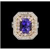 Image 2 : 14KT Rose and White Gold 4.29ct Tanzanite and Diamond Ring